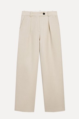 100% Linen Wide-Leg Suit Trousers With Darts from Massimo Dutti