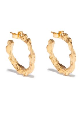 Metallic Full Moon Gold-Plated Hoop Earrings from Hermina Athens