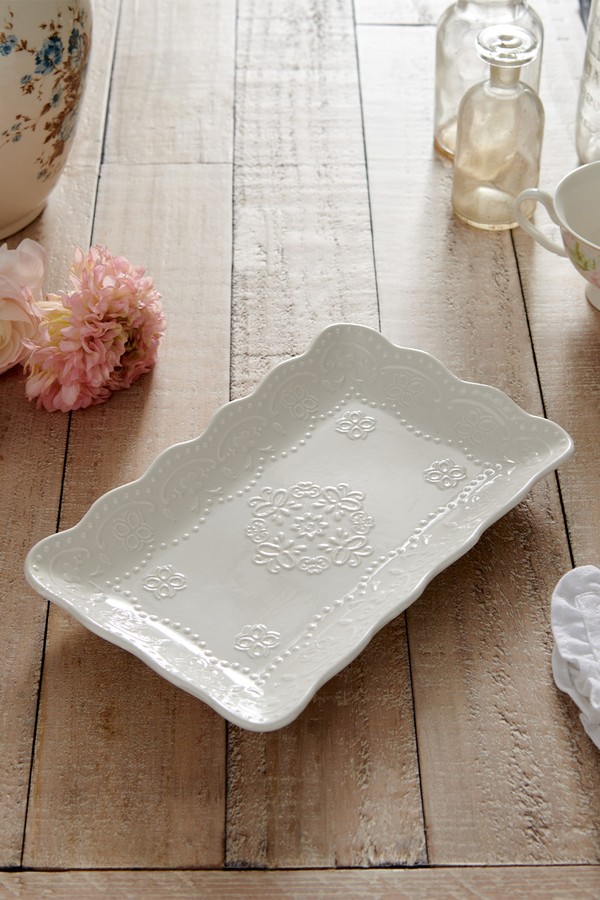 Lace Embossed Fine China Platter
