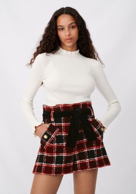 Itrit Checked Shorts With Velvet Belt from Maje
