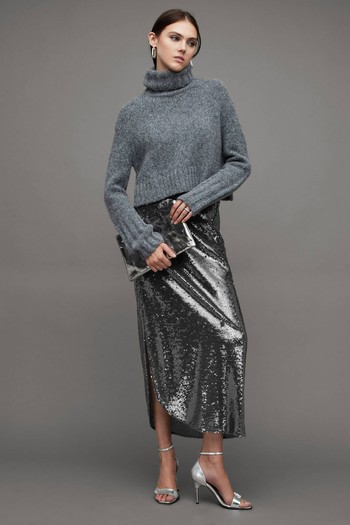 Opal Sparkle Sequin Midi Skirt 