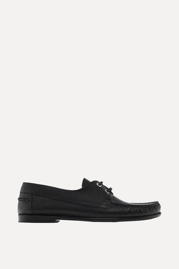 Tumbled Leather Deck Shoes from Massimo Dutti