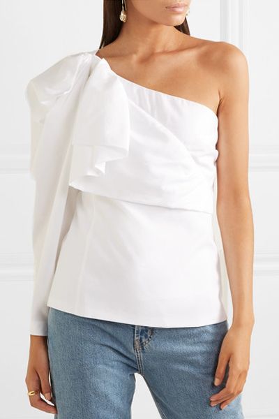 One-Shoulder Cotton Poplin Top from Stella Mccartney