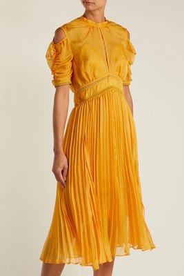 Ruffle-Trimmed Pleated Dress from Self-Portrait