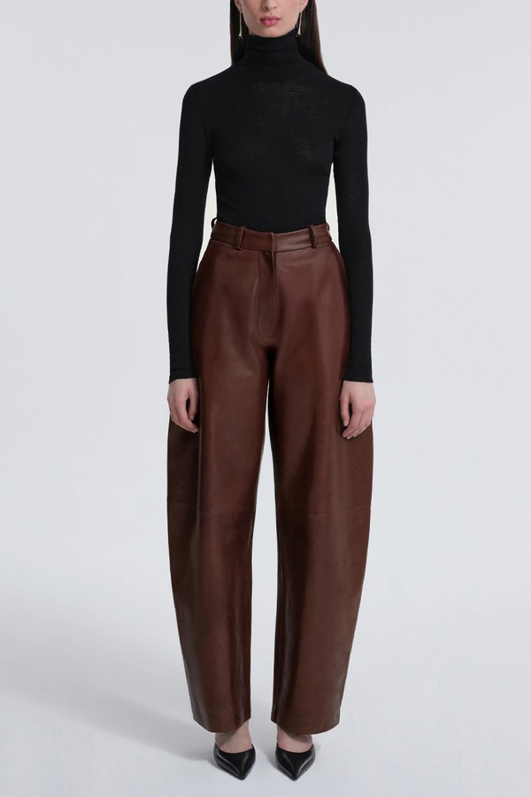 Barrel Pants Pants In Leather from Nour Hammour