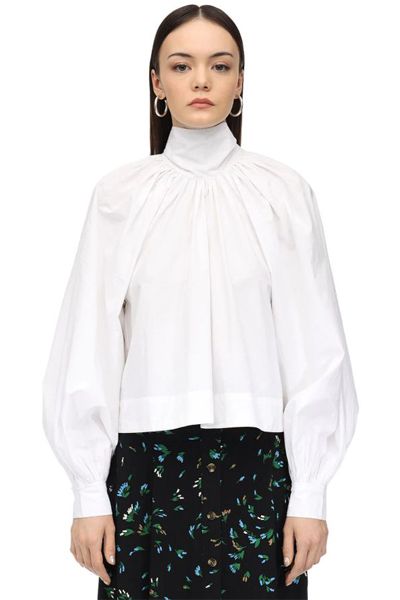 Cotton Poplin Blouse With Bow from Ganni