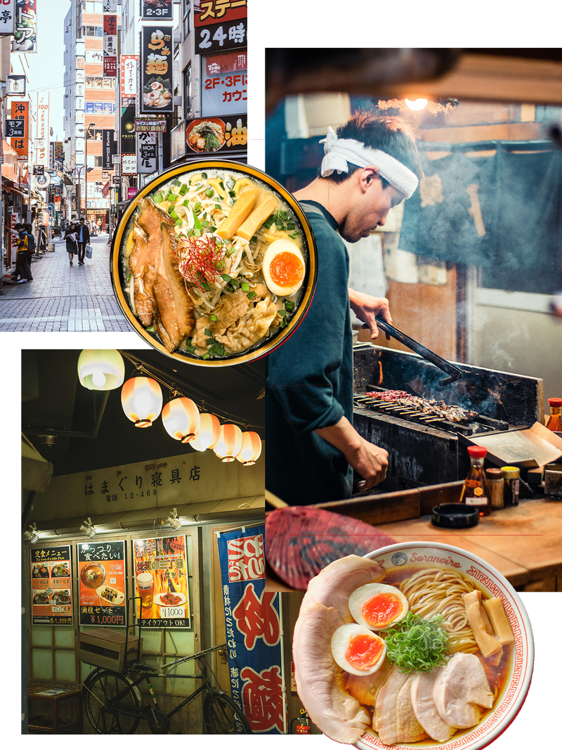 Redd Francisco/Unsplash; Gabriel Forsberg/Unsplash; Ryutaro/Pexels; Tokyo Ramen Street