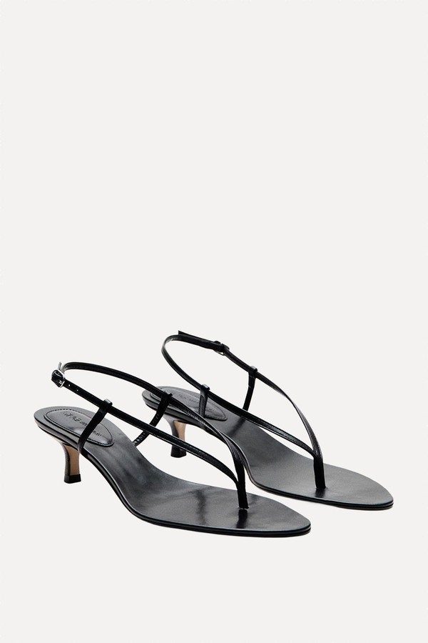Heeled Leather Sandals With Straps from Mango