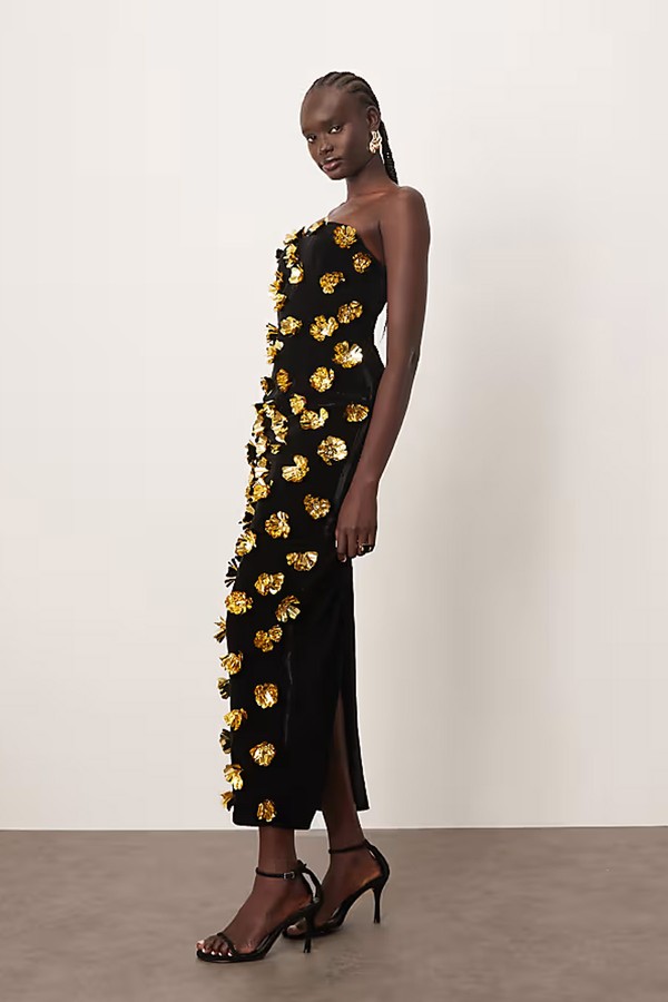 3D Floral Bandeau Column Maxi Dress from ARRANGE