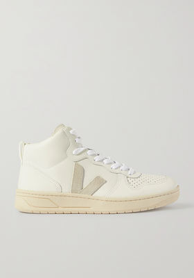 V-15 Suede-Trimmed Perforated Leather High-Top Sneakers from Veja
