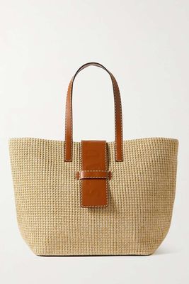 Mercato Leather-Trimmed Raffia Tote from Staud