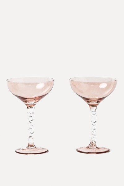 Bijou Twisted Stem Champagne Coupes from Oliver Bonas