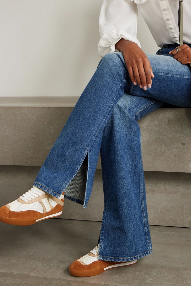 Kick Leather & Suede-Trimmed Mesh Sneakers from Chloé