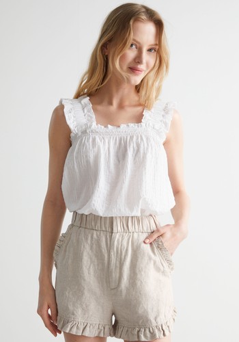 Frilled Linen Shorts