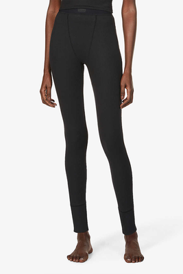 Ribbed High-Rise Stretch-Cotton Leggings from Skims