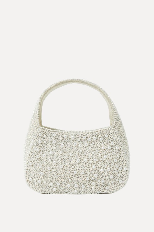 Natural Mini Hand Beaded Pearl Handbag from Accessorize
