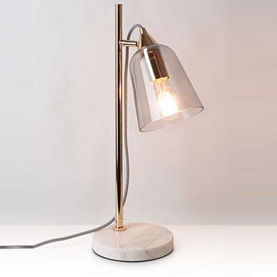 Grey Glass Shade & Marble Table Lamp