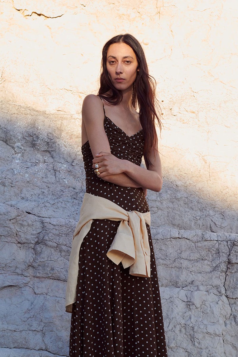 Polka Dot Dress With Gathered Neckline from Mango