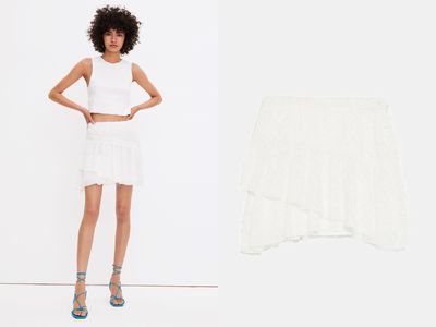 Textured Mini Skirt With Ruffle Trim from Zara