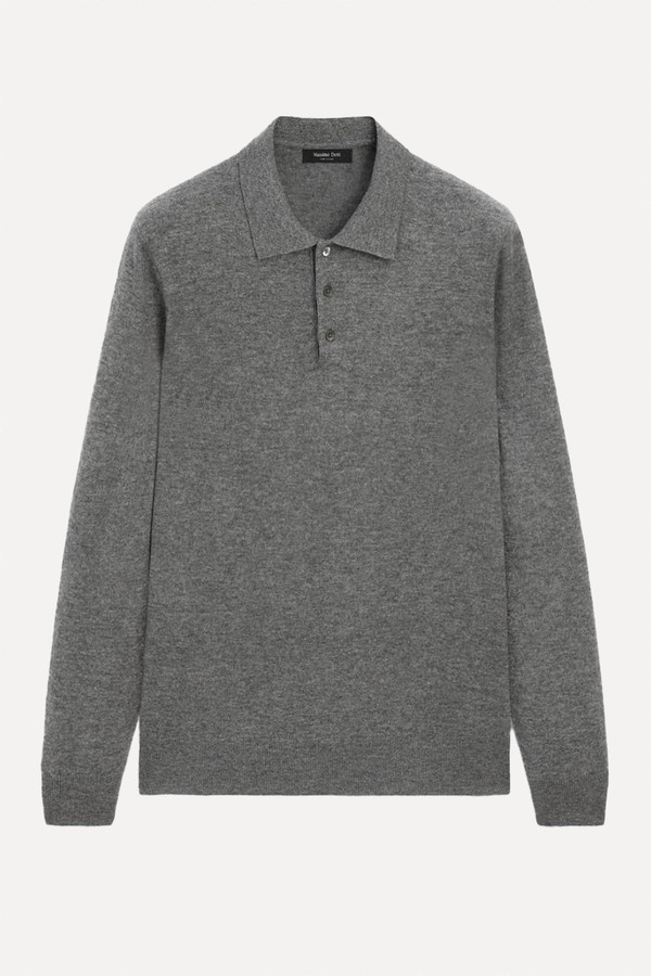 Wool Blend Knit Polo Jumper