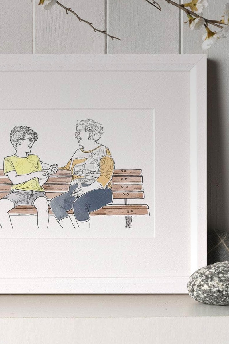 Grandparent Personalised Line Portrait from Letterfest