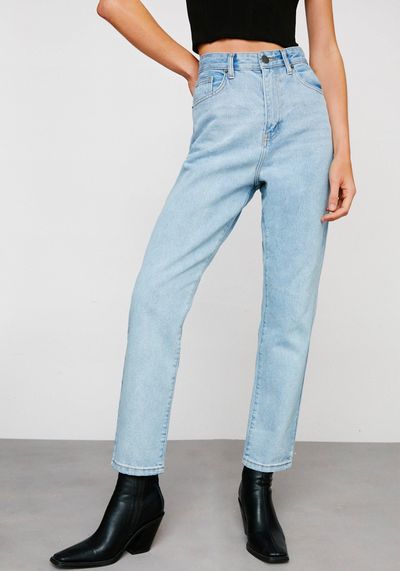 Organic Denim High Waisted Mom Jeans 