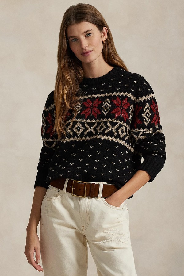 Snowflake-Motif Wool Crewneck Jumper from Polo Ralph Lauren