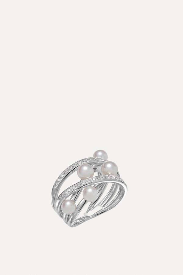 Akoya Cultured Pearl & Diamond Ring