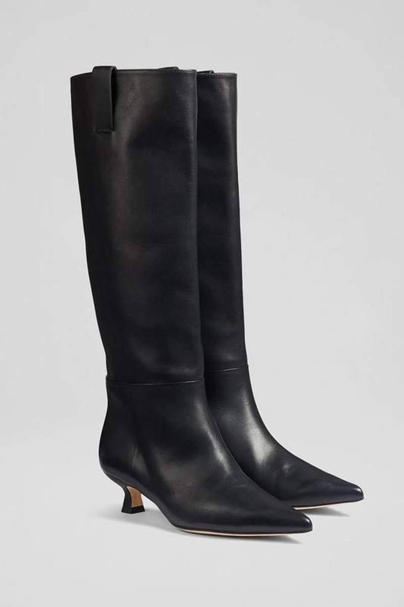 Eden Black Leather Western Style Knee-High Boots from LK Bennett