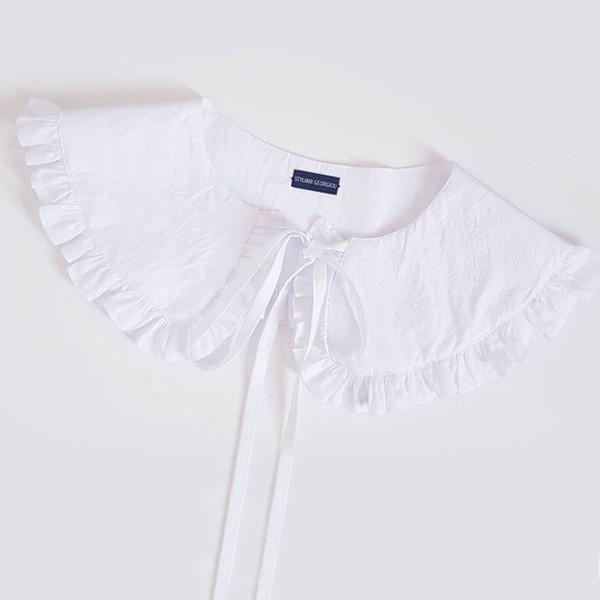 Oversized White Peter Pan Collar With Frill from Styliani Georgiou