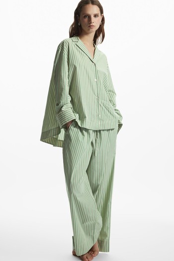 Striped Wide-Leg Poplin Pyjama Trousers from COS