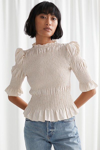 Fitted Smocked Ruffle Top