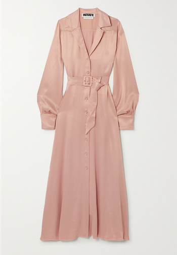 Jojo Belted Satin Midi Shirt Dress from Rotate Birger Christensen