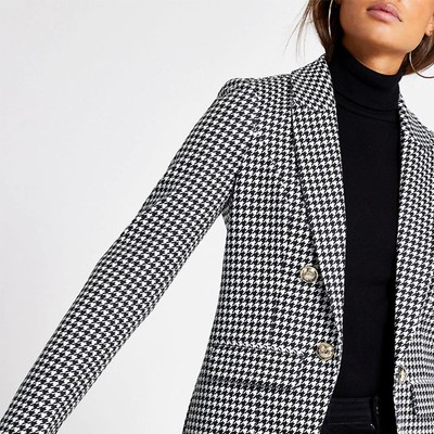 Black Houndstooth Check Blazer