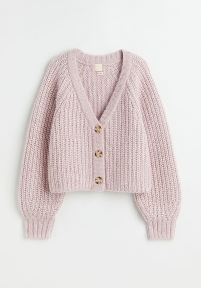 Wool-Blend Pink Cardigan