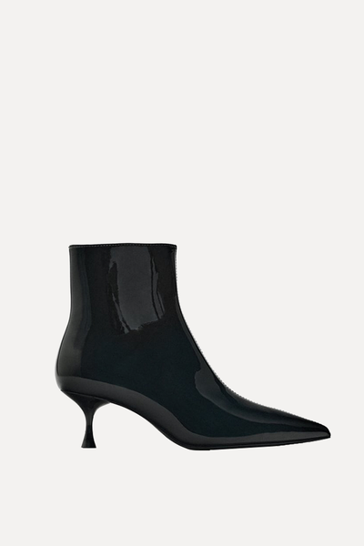 Faux Patent Finish Kitten-Heel Ankle Boots  from Zara