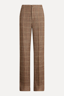Plaid Linen-Silk Straight-Leg Trousers from Ralph Lauren