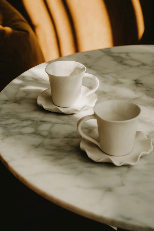 Set Of 2 Porcelain Frill Cups & Saucers from Every Story x Eynsham Baths