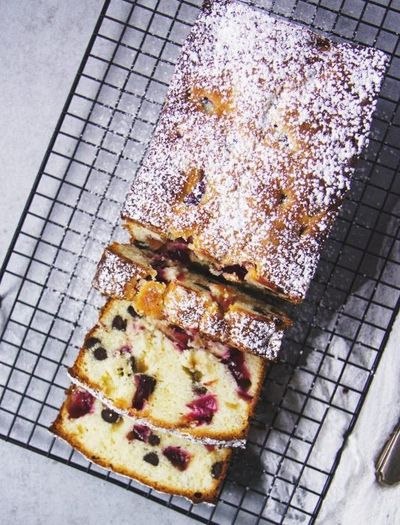 Plum & Chocolate Sour Cream Pound Cake