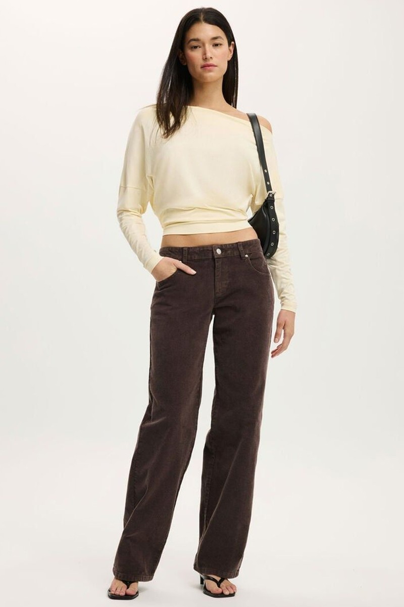 Low Rise Straight Cord Pants