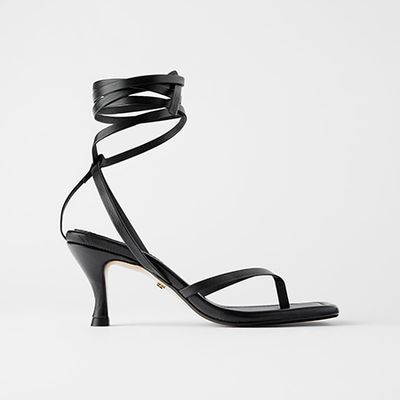 Leather High-Heel Sandals With Square Toe from Zara