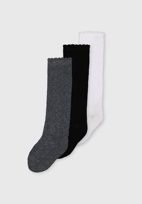 Mono Pointelle Knee High Socks 3 Pack