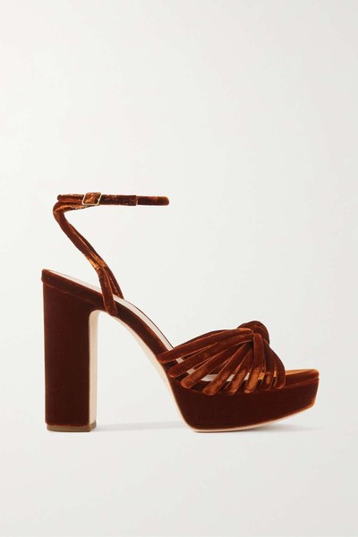 Rivka Knot-Embellished Velvet Sandals  from Loeffler Randal