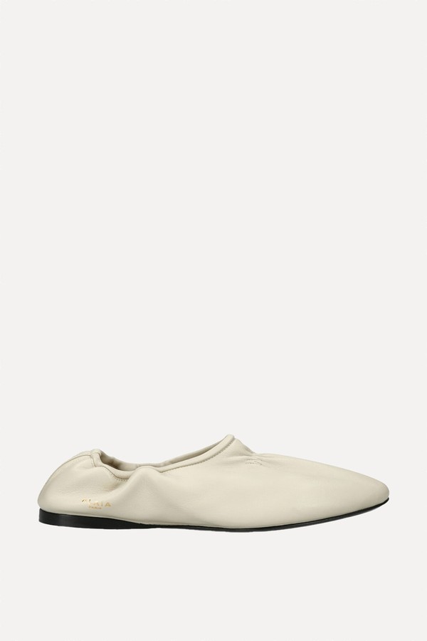 Leather Scrunched Ballet Flats from Alaïa