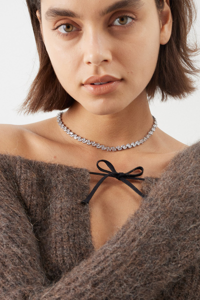 Zig Zag Crystal & Rhodium-Plated Choker from Fallon