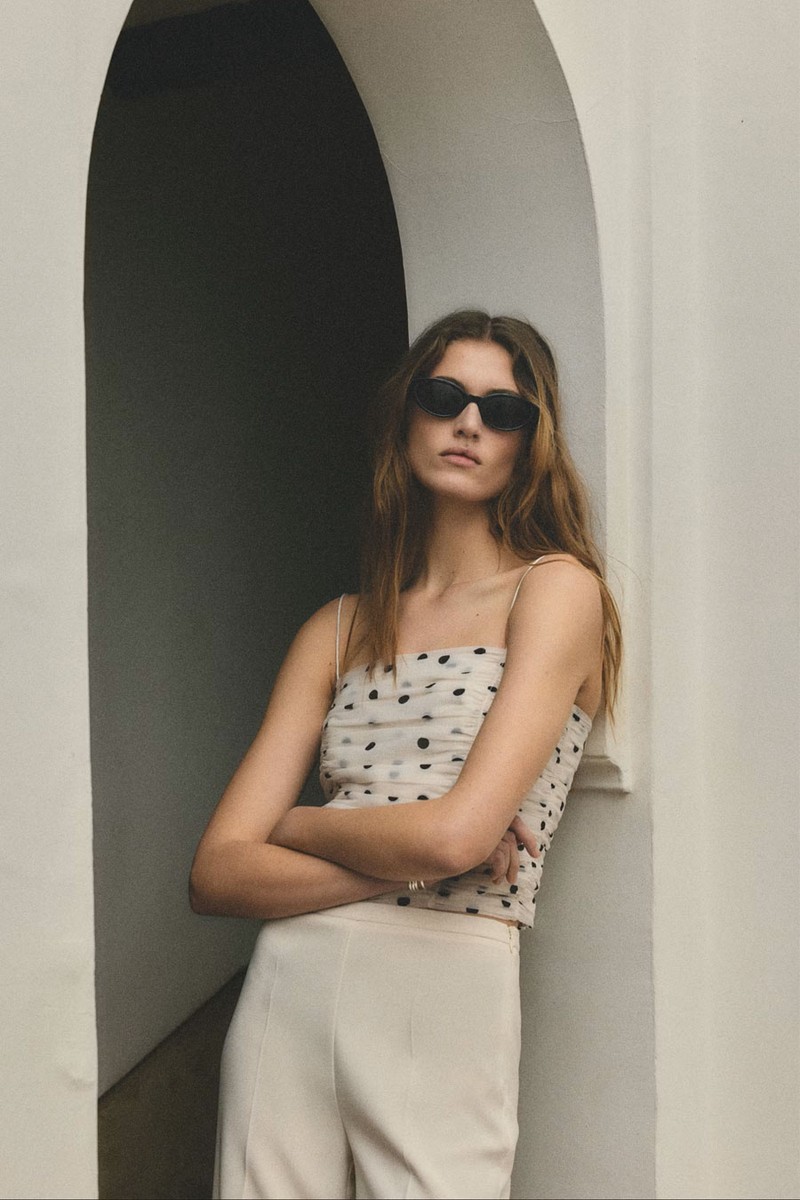 Polka Dot Ruched Top