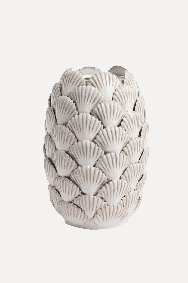 Medium Shell Textured Ceramic Vase