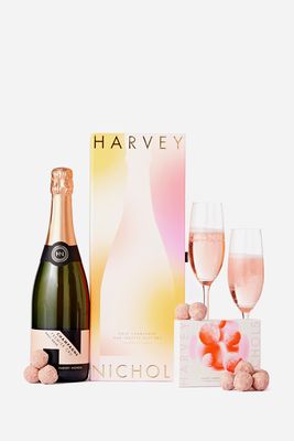 Premier Cru Rosé Champagne & Luxury Champagne & Raspberry Chocolate Truffles 135g Gift Box