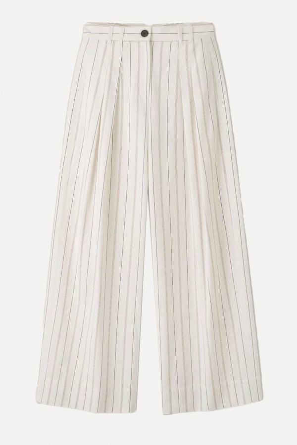 Multi Stripe Pleat Front Wide-Leg Trousers from ME+EM