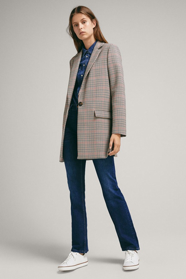 Check Wool Blazer Coat
